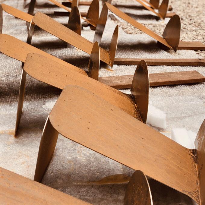 Round Rusty Metal Side Table