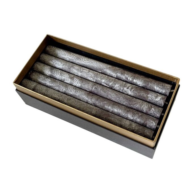 Frosted texture candles on a dining table, 100% natural and long-lasting